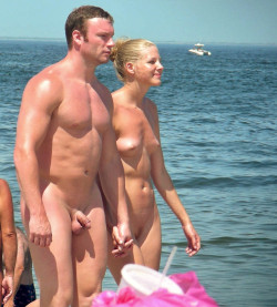 Walking on a nude beach for exercise. Â Real people enjoy the beach, water and outdoors naturally.