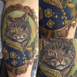 electrictattoos:  charlotteeleanortattoos:  Here’s the full shebang from yesterday. I really enjoyed this! I rarely include the story, but this kitty has been through the wars and I thought it deserves a mention! This poor guy lost an eye as a kitten