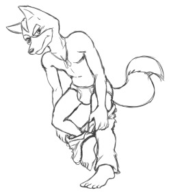 A more complicated pose practice using Fox McCloud; I think I still have a lot to learn yet concerning clothing folds and the like!