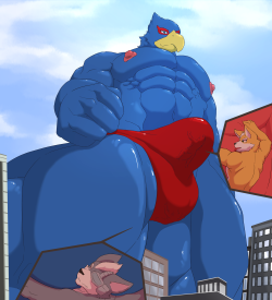 togepi1125:   Macro Falco looming over a city. (Croiyan’s commission arts for me.) 