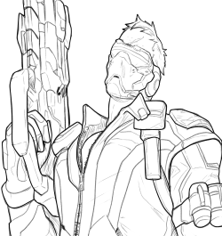 Here’s the lineart for that Soldier 76 I did for @azzlingthe detail got kinda washed out in the colored version because I wanted to make him EXTRA shiny lmao