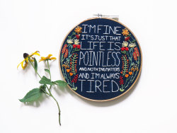 sosuperawesome:  Embroidery - including quotes, animals ans custom - by AlexsEmbroidery on Etsy 
