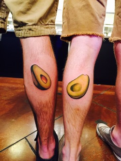 skin-rivets-tyler:  fuckyeahtattoos:  faintmako and sphardrocker avocado tattoos done by Emily Walker at bornthiswaybodyarts in Knoxville TN.  guac4lyfe  emilywalkertattoos 