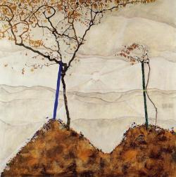 expressionism-art: Autumn Sun, 1912, Egon SchieleSize: 80.2x80.5 cmMedium: oil on canvas