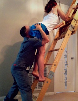 marriedandfucking:  The Handyman and the Horny Housewife… a role play series in celebration of our 100k follower milestone. She wore a short little skirt, and a tight, low cut top.  Was she in need of a good fucking from a handsome stranger, or just