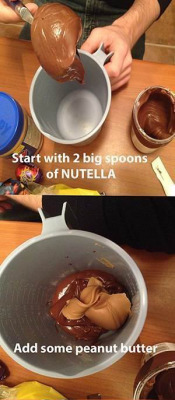 ask-koki-kariya:  itistimetodisappear:  doingitforthevine:  not gonna lie i just read “start with 2 big spoons of nutella” and hit reblog  one of these is not like the others  I wanna do this 