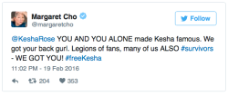 micdotcom:  Several celebrities including Kelly Clarkson, Lady Gaga, Ariana Grande and Margaret Cho have come out in support of Kesha. One comedian’s tweet made a devastatingly true point about rape culture by tying it back to Bill Cosby.