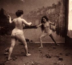 rescuemepotts: grandma-did:  thosenaughtyvictorians:  i almost didn’t reblog this because i was like “oh just another nude lady swordfight, not that interesting” and then i remembered that not everyone has my life. more information on nude lady