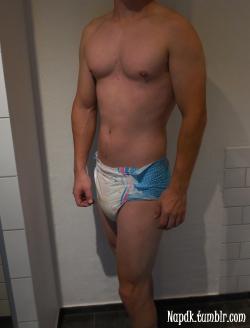 napdk:  I often wear diapers in public or around friends and family. But I find it a bit more scary wearing cute diapers like this. Should I ever be busted - I guess it would be a bit more difficult explaining a diaper like this…   HOT!