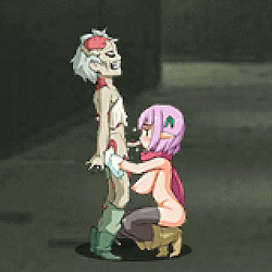 Busty oppai hentai elf sucking on a zombie monster cock in lieu of it eating her brains.