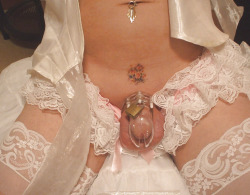 shapeshifterbook:  trannybrides:  sissyklitje:  Just a sissy bloghttp://sissyklitje.tumblr.com/  Sometimes, only the word wow will do. WOW! What a great wedding present to unwrap!  This is the only way an ex-male in chastity should be attired. Lovey!