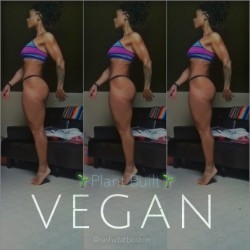 rashidatowe:  🌱PLANT BUILT!!🌱 I’m not saying go vegan that’s Your choice! What I am saying is that I’m proud of my decision to sustain from meat and dairy. I’m building a plant built body one day at a time!  Do we lose muscle, do we get