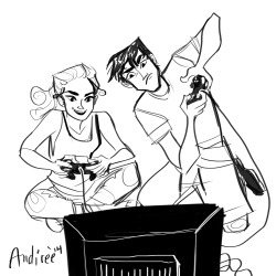 andiree:   &ldquo;That’s not going to make the chariot turn any faster, Percy.&rdquo; &ldquo;Imma turn this chariot right ovER YOUR FACE.&rdquo;  Warm-up sketch of Percy and Annabeth battling it out over Mario Chariots. (Percy and I have the same useless