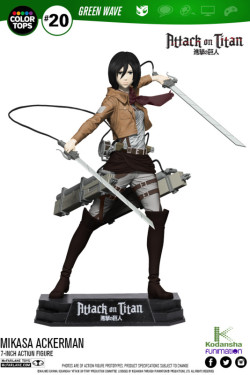 snkmerchandise:  News: McFarlane Toys’ Color Tops 7-Inch Mikasa Figure Original Release Date: April 2017Pre-Order Date: November 9th, 2016Retail Price: ร.99 McFarlane Toys has added a 7-inch Mikasa figure to its Color Tops line! The figure will have