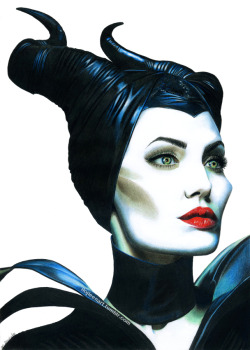 Ilojleenart:  A Coloured Pencil Portrait Of The Beautiful Angelina Jolie As Maleficent,