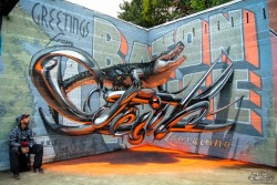 supersonicart:  Odeith’s Forced Perspective Graffiti. Graffiti artist Odeith creates absolutely stunning visual treats with his anamorphic/forced perspective works that fool the eye into seeing three dimensional, floating letters. See more of Odeith’s