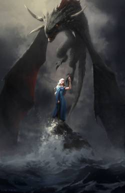 gameofthrones-fanart:  Badass Illustration of Daenerys and Drogon by captainsunshines