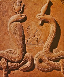 ancient-egypts-secrets:  Stela with two snake - goddesses 
