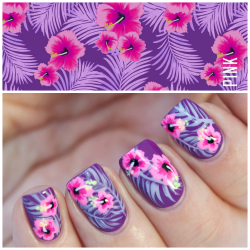 Paulinaspassions:  Cute Tropical Hibiscus Nails Inspired By Victoria’s Secret Wallpaper.