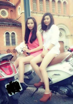 Two very Sexy Vietnamese scooter chicks&hellip; 
