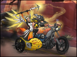 pokketmowse:  When I main Mercy and my friend mains Roadhog, this is how it is BEEP BEEP MOVE THAT PAYLOAD 