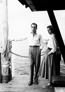 fuckyeahbogarts:  Humphrey Bogart and Lauren Bacall on the set of Key Largo (1948) 
