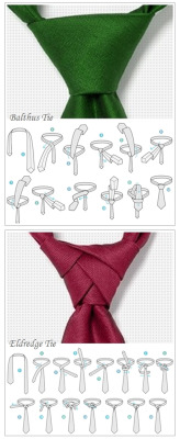 fashioninfographics:  How to tie the Balthus and Eldredge Tie KnotsVia