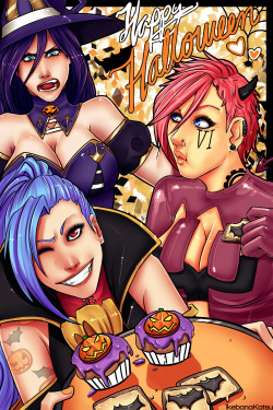  HAPPY HALLOWEEN SUMMONERS!  Poor Cait, all the morning working on those cookies and cupcakes and Jinx and Vi started to eat them without permission :c Not very happy with the result but I didn&rsquo;t have time for doing other XD I&rsquo;ll try to have