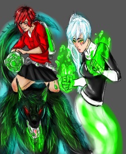 jen-iii:  I had to draw this ok, Danny Phantom was the shit as a kid Thanks to weissrabbit, aka Angie JR for making this au. Weiss as Danny Phantom, with Ruby her dorky sidekick who has an awesome ghost wolf which I affectionally dubbed as ‘Kibble’
