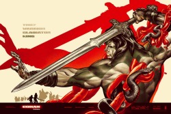 xombiedirge:  Conan the Barbarian by Martin Ansin 24&quot; X 36&quot; screen print, numbered edition of 450 and a variant edition of 225. Pre sales begin at Mondo’s site Friday, July 12th, for collection at SDCC 2013 on Thursday 18th July, where