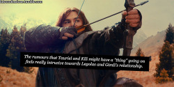 awildellethappears:  lotrconfessions:  The rumours that Tauriel and Kili might have a “thing” going on feels really intrusive towards Legolas and Gimli’s relationship. They were the groundbreaking elf-dwarf friendship who overcame the racial barriers