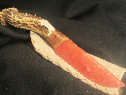 spiritscraft:  whereslily:  spiritscraft:  Gorgeous Rose Quartz and Deer-antler knife by Bear Paw, Cherokee Master Flint Knapper.  my dad makes these!! he started teaching me when i was around 12 and theres a festival we go to to get new flint- but ive
