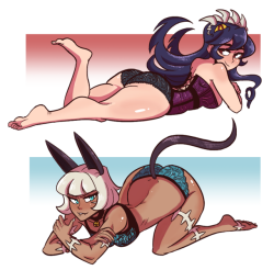 scruffyturtles:So Filia and Ms. Fortune won a poll on my Twitter to be put into a lingerie set so here ya go~ ;9