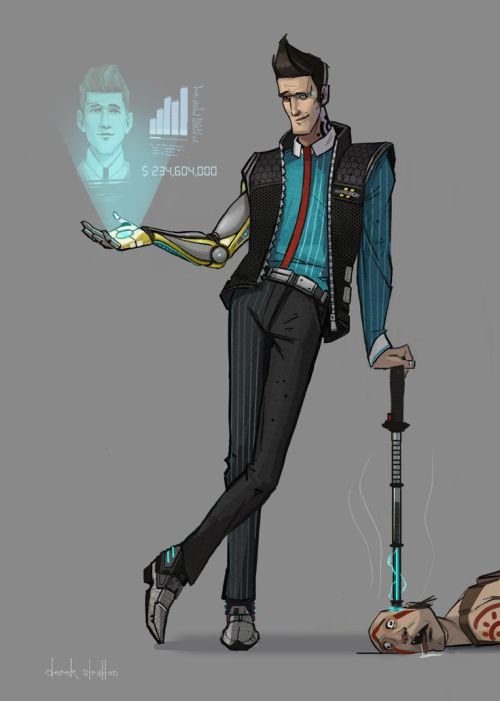 vaulthunternetwork:  hotscrabble:  tales from the borderlands concept art by derek stratton (featuring rhys, fiona, and the stranger)  LOVE this dudes art <3- VI 