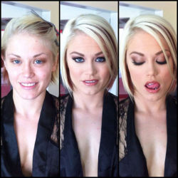 cosmicdustbunny:  gr00ve-tube-42:  Porn Stars with and without makeup  hello im going to need the name of your makeup artist 