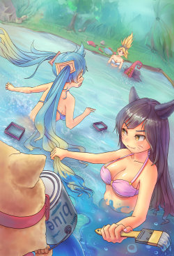 Calyxie:  A Little Pool Party With Sona, Ahri, Teemo, Janna And Lulu ^^ 