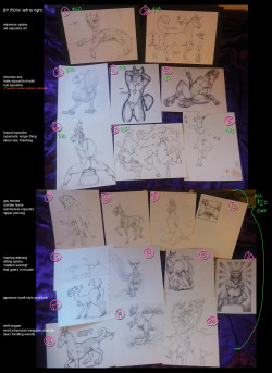 Selling a pile of original drawings!Pardon the awful photographic capabilities of my phone. Got 20 things specifically set aside here!  Most of the ones that don&rsquo;t sell here will be added to the big stack that will go into random packs like those