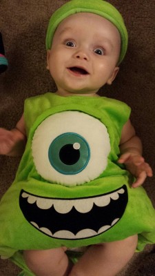 diapolar:  My son is going as Mike Wazowski this Halloween. He was a little excited to try his costume on. 