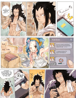 rboz: prompt #1 - selfie / sext Gajeel’s text was inspired by this, it felt Gajeel-ish to me so this was born. Also if anyone is wondering, he’s out on a job, that’s why he didn’t just go and help Levy, lol. 
