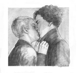 thescienceofjohnlock:  missilemuse:  Smoochie by *Finnguala  Can John grabbing Sherlock’s collar be a kink? If so, I have it. 