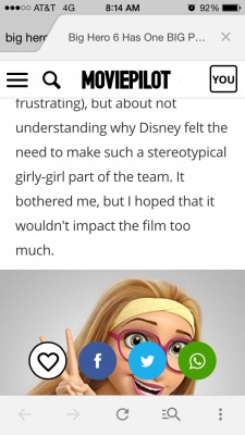 honeylemon-bh6:  daydreamingsmileyfaces:  teriyaki-hamada:  *cue eye rolling  You’re kidding me, right? Honey Lemon is so important BECAUSE of the fact that she fits the ridiculous “girly-girl” stereotype: she’s bubbly, takes a lot of selfies,