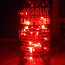 Who says you can&rsquo;t reuse booze bottles? Phooey I say! Looks fabulous! #christmas #boozebottle #absolut #vodka