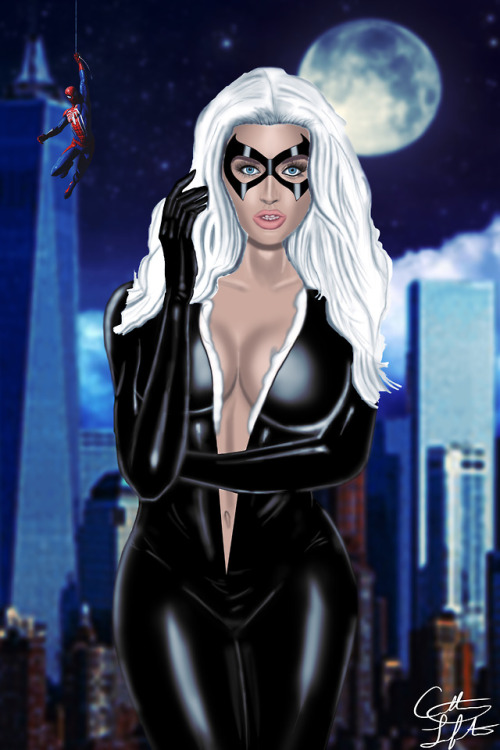 A digital painting I did in photoshop of Abigail Ratchford as Black Cat from Spider-Man.