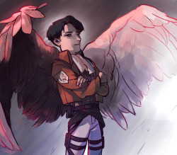 windycarnage:  twudle:  Everyone gets a nice pair of wings when they join the survey corps And Corp Levi has huge ass wings because hes humanity’s strongest or wtevr if you’re in the military police u get a unicorn wow  yells 