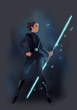 daryshkart: Rey, rocking Luke’s black outfit :) She is ready to kick the First Order into the black hole :)