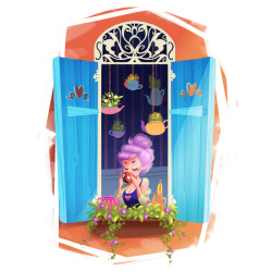 Morning Tea :)Changed up a comission to put it in my Portfolio. Someday I´ll hang up Teapot Terrariums in my ceiling too