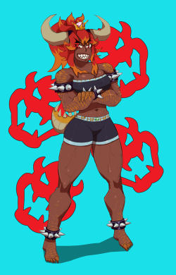 tinyfaceart:  I love tan and muscled Bowsette!  More to come!  twitter | instagram | furraffinity | pixiv 