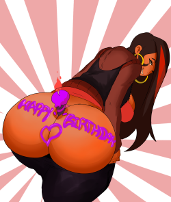 bewbchan:  Happy Birthday Teddy :)  Hngggggg! dat booty cake looks so delicious xD, thanks for making this pic for me man =D! 