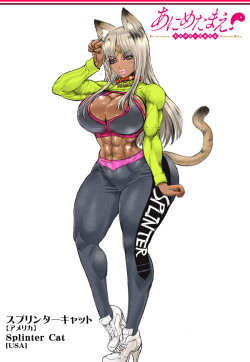rebisdungeon:  Splintercat, the fearsome cat Youkai from USAIn my original comic “Anime-Tamae!”, there are many Youkai (Legendary creatures) from the world, drawn as sexy &amp; cute girls!Today I hope to introduce a new character design…Splintercat!You