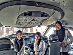  Royal Brunei Airlines&rsquo; first all-female pilot crew lands plane in Saudi Arabia - where women are not allowed to drive